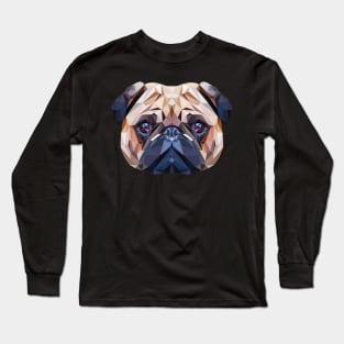 Funny Pug Polygon Dog Head Pet Gift Long Sleeve T-Shirt